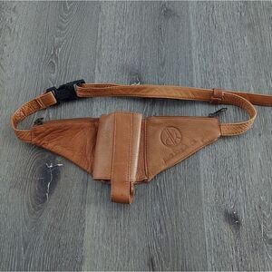 Vintage David King & Co. Leather Water Bottle Holder Fanny Pack Waist Bag